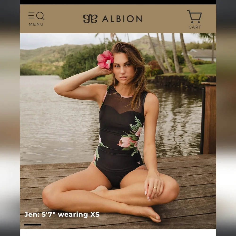 Albion Black Floral The Maria One-Piece, Carolina • size medium